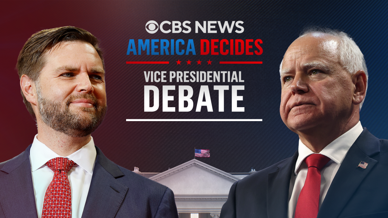 CBS News America Decides Vice Presidential Debate JD Vance and Tim Walz.
