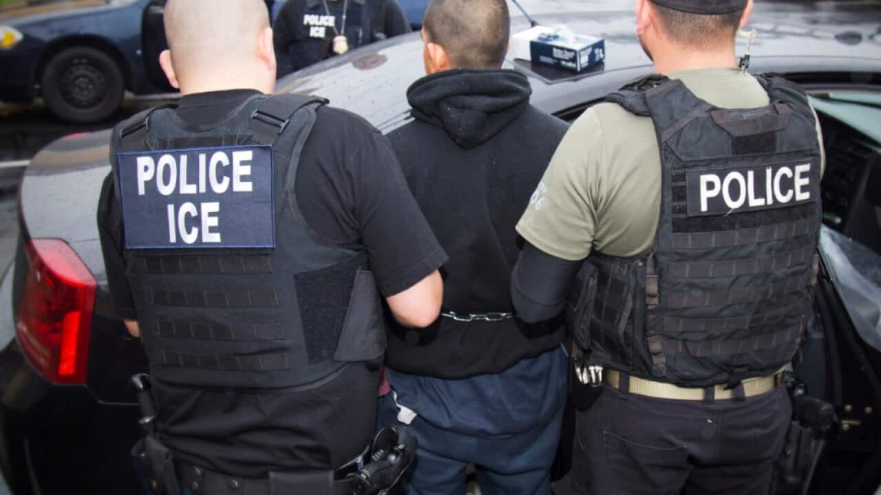 File: US Immigration and Customs Enforcement in an operation with Immigration and Customs Enforcement (ICE)