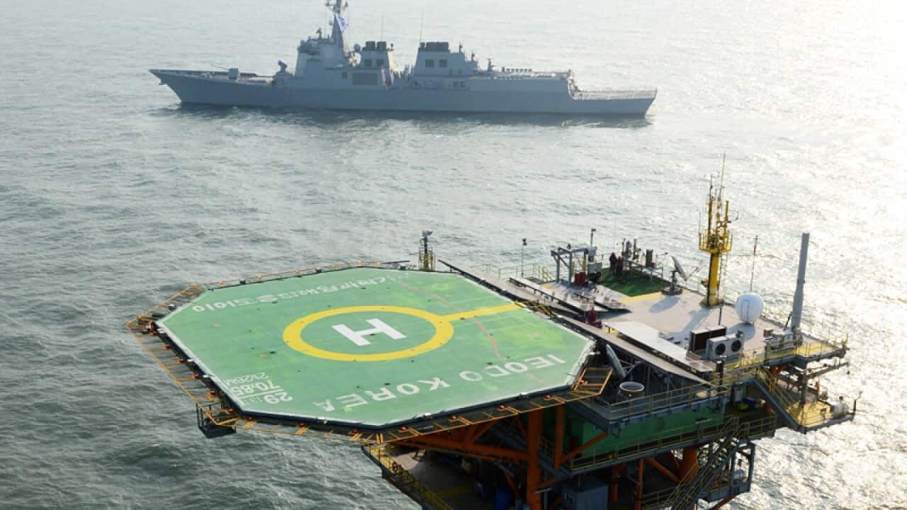A research station on the S Korea-controlled underwater reef of Ieodo