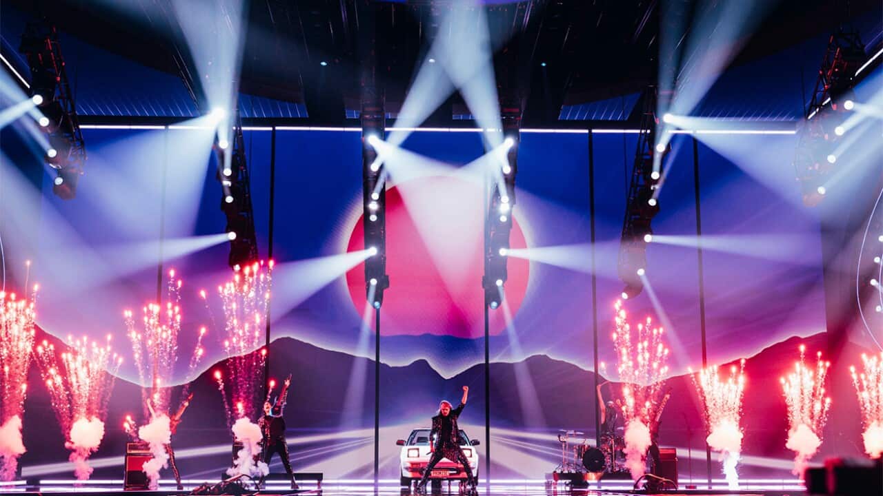 Voyager in rehearsal for Eurovision Song Contest 2023