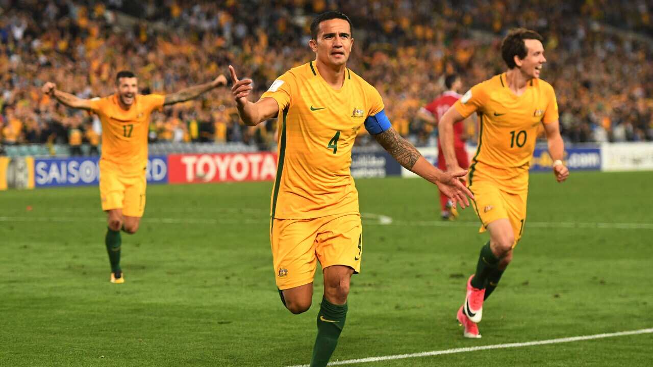 Tim Cahill asherehekea goli lake la ushindi dhidi ya Syria