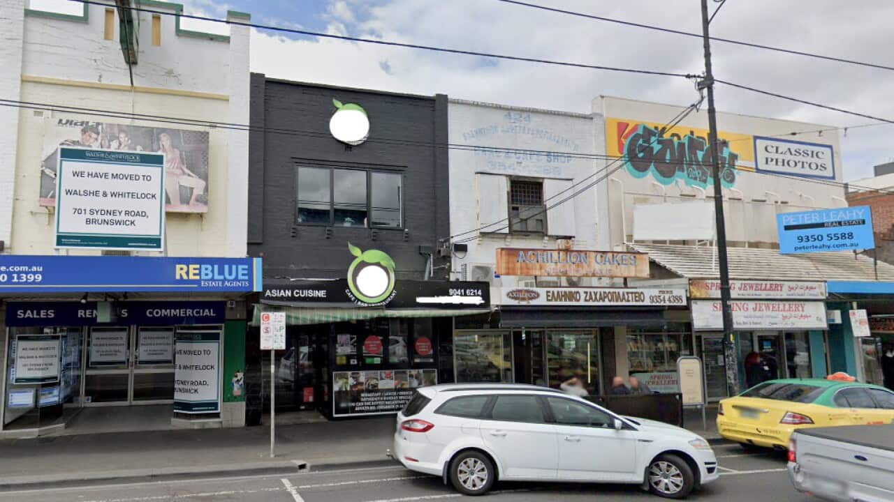 Street view of an COVID-19 exposure site in the Melbourne suburb of Coburg