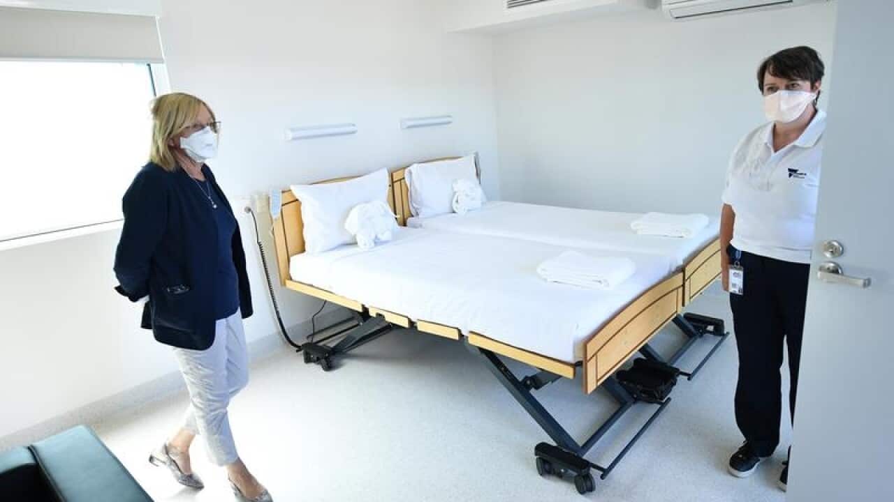 Police Minister Lisa Neville tours the Victorian quarantine hub.