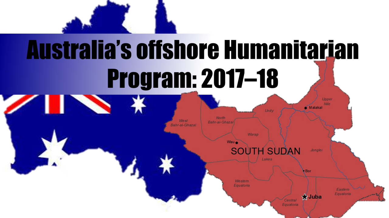 The map of South Sudan and Australia