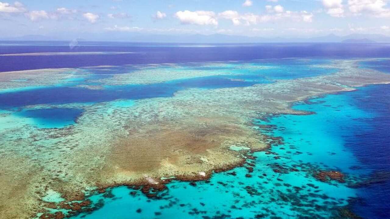 Landscape of the Great Barrier Reef in the Coral Sea off Queensland.