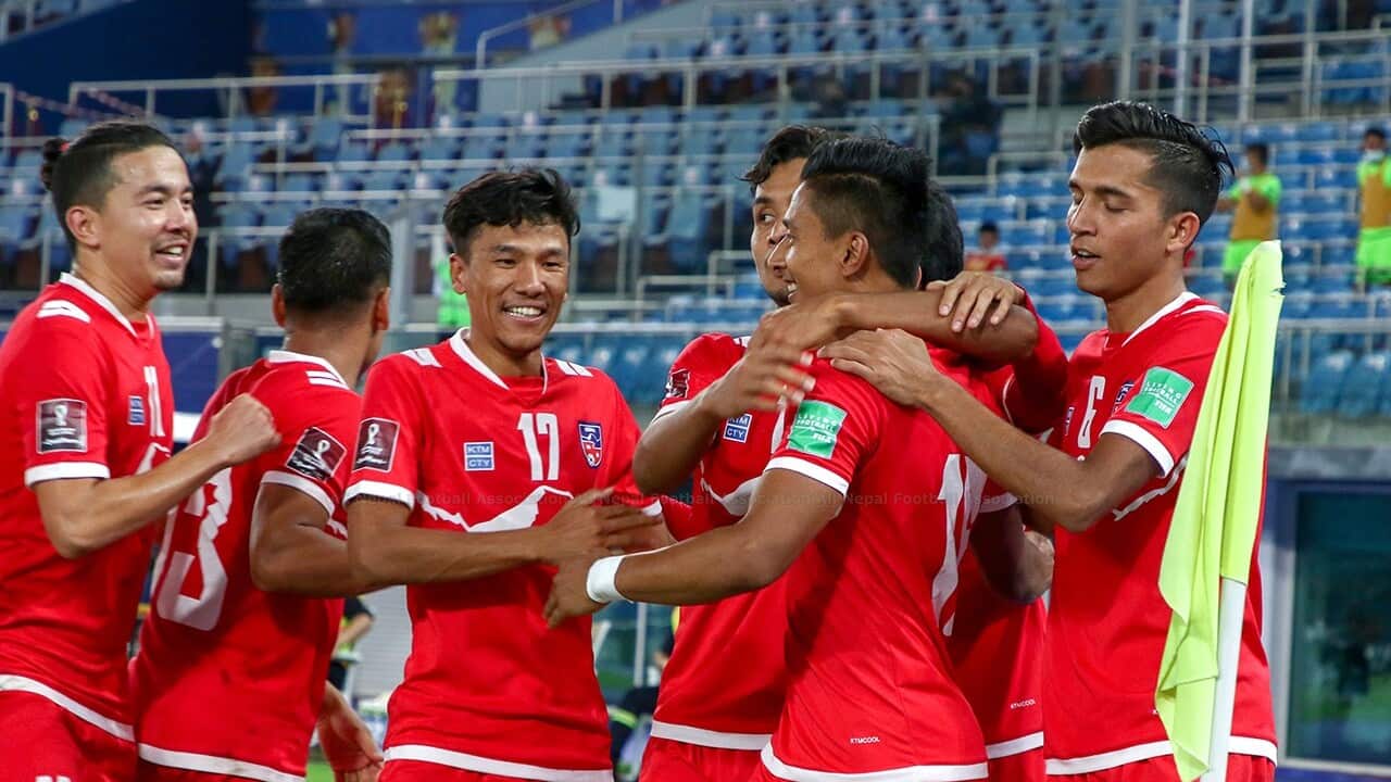 Nepali national players after their 2-0 win over Chinese Taipei on June 4 in Asian Qualifiers