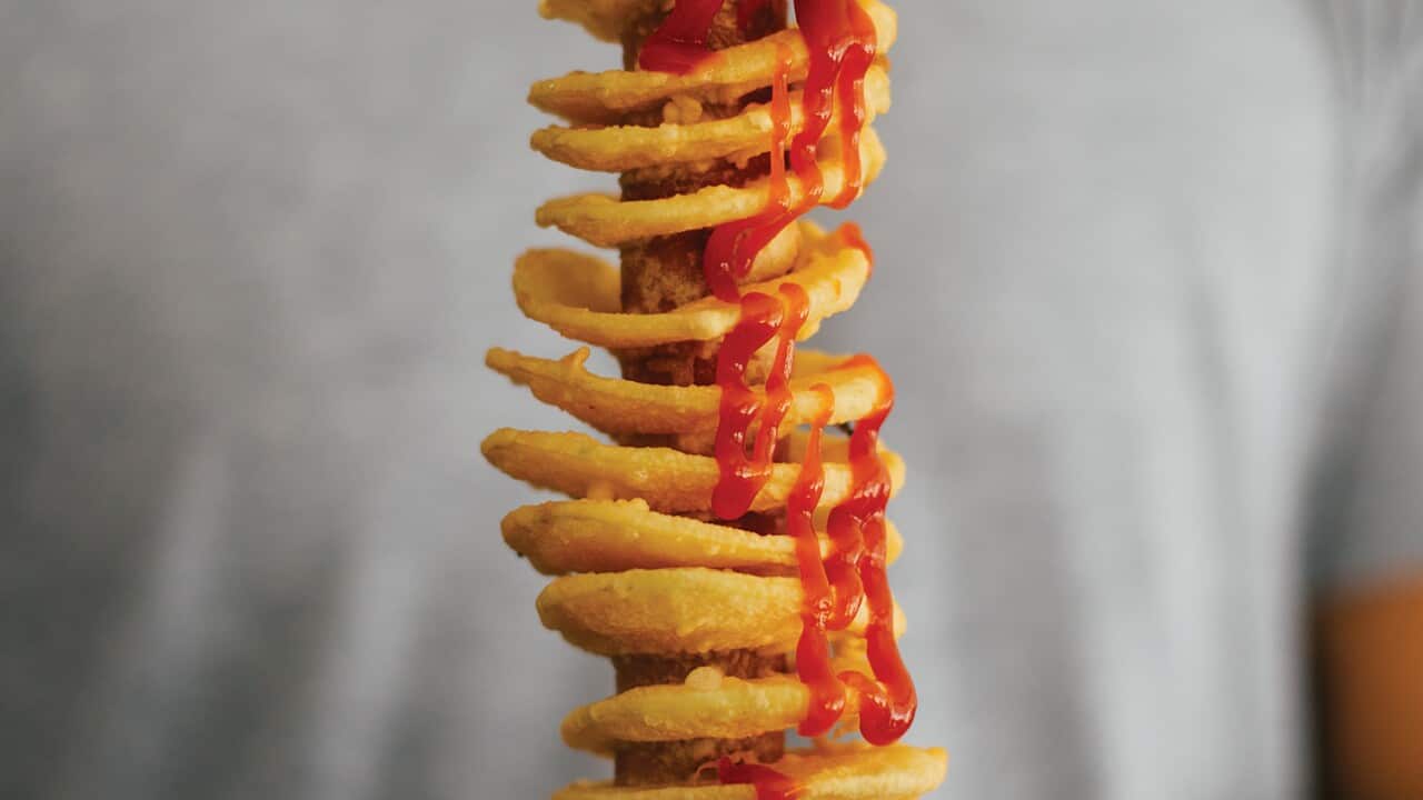 Tornado potato hotdog sticks