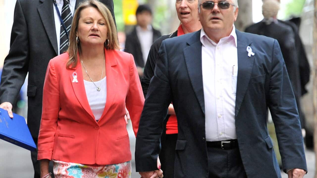 Sarah Cafferkey's mother Noelle Dickson and her husband