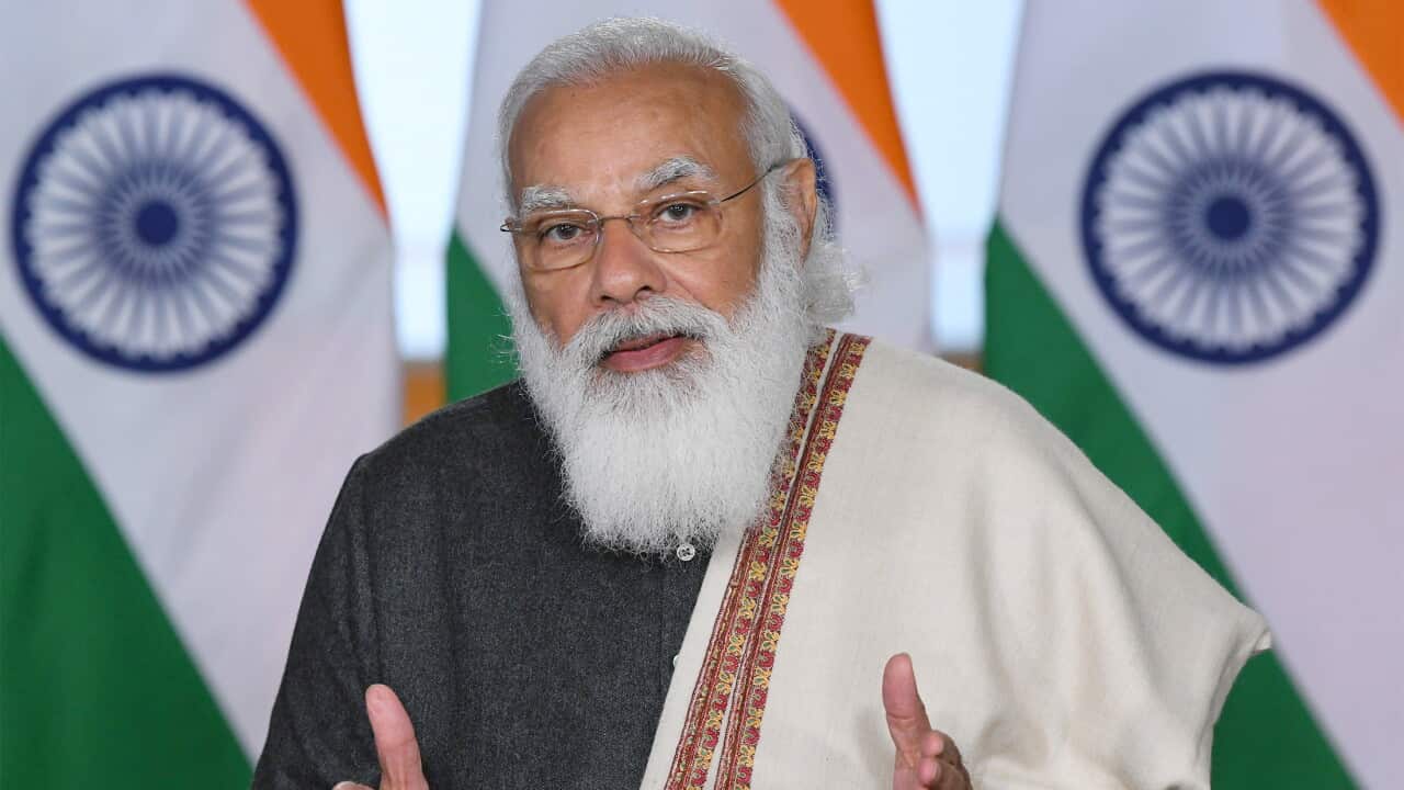 The Prime Minister, Shri Narendra Modi addressing at an event marking the Diamond Jubilee of the High Court of Gujarat, through video conferencing, in New Delhi on February 06, 2021.