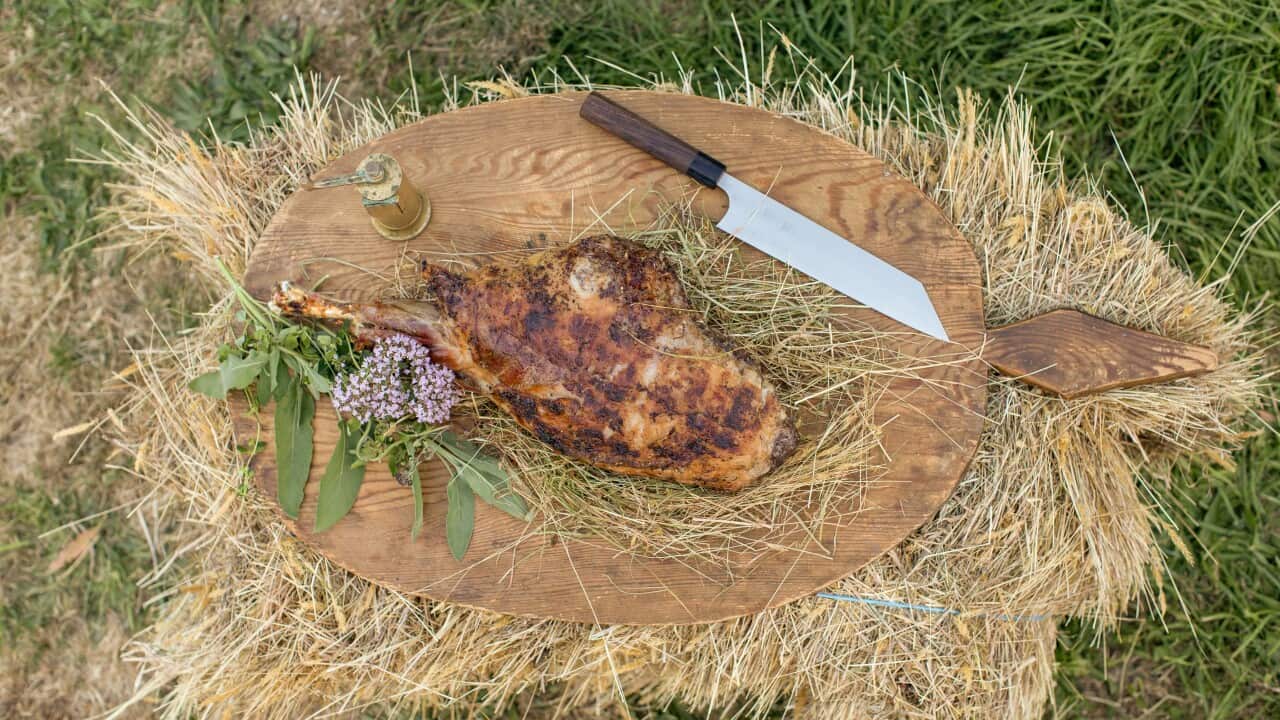 Roast leg of lamb with fondant potatoes