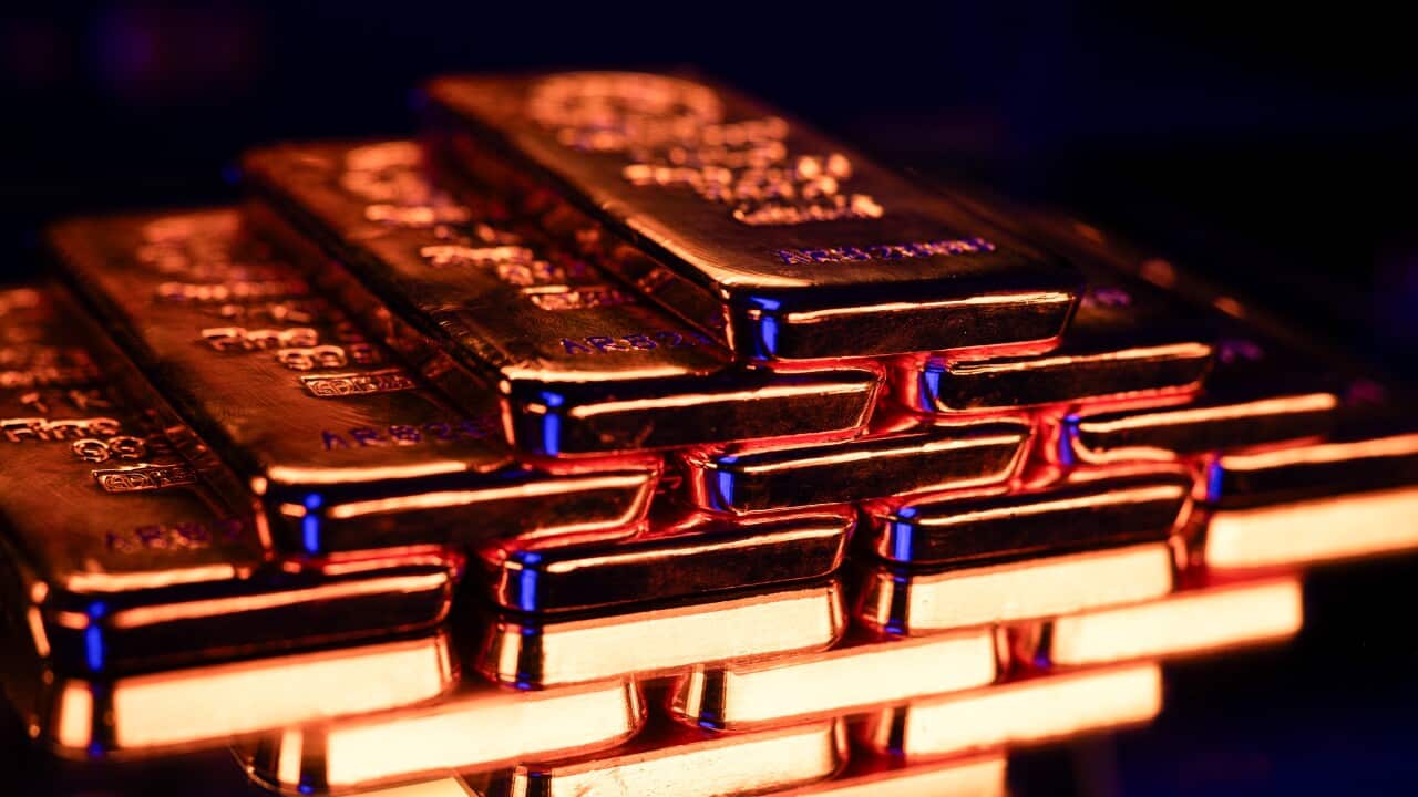 A display of one kilogram gold bars