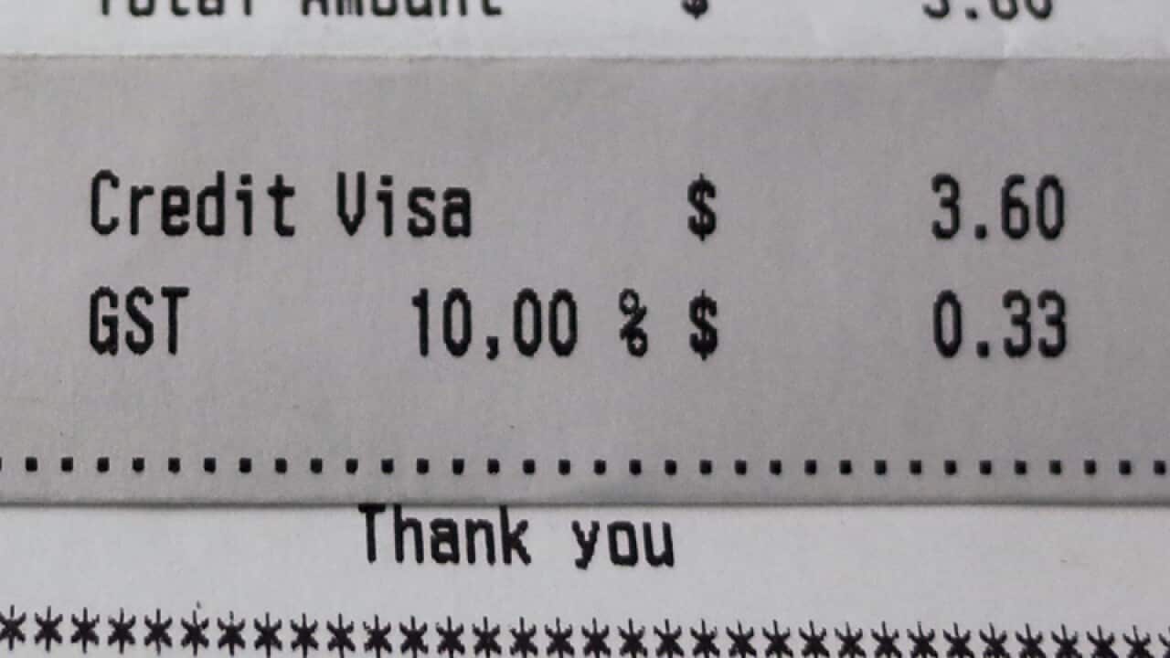 A GST component printed on a receipt
