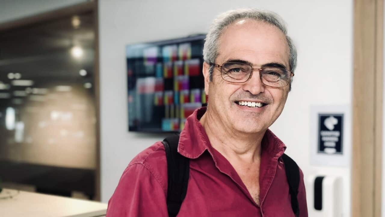 Gino Antognetti negli studi di SBS.