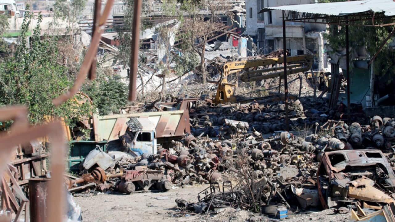 Damages in al-Ramouseh neighborhood in south Aleppo, Syria