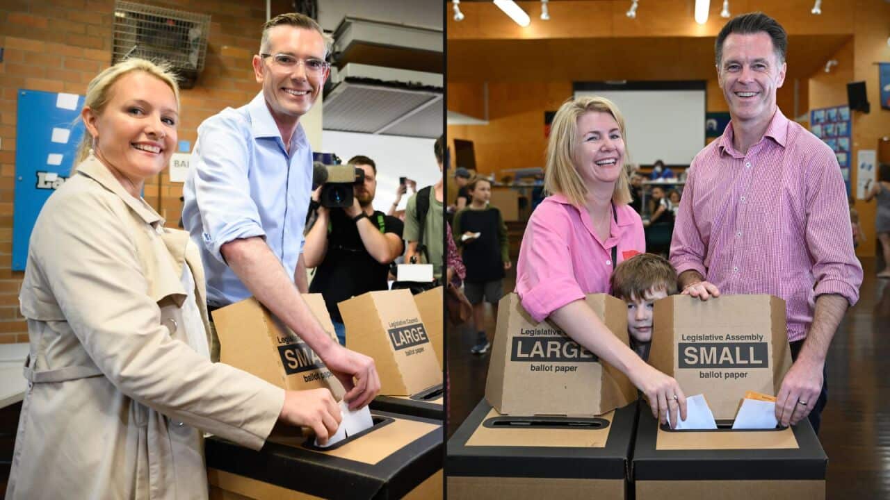 NSW Liberal Premier Dominic Perrottet and NSW Labor leader Chris Minns cast their votes on election day.