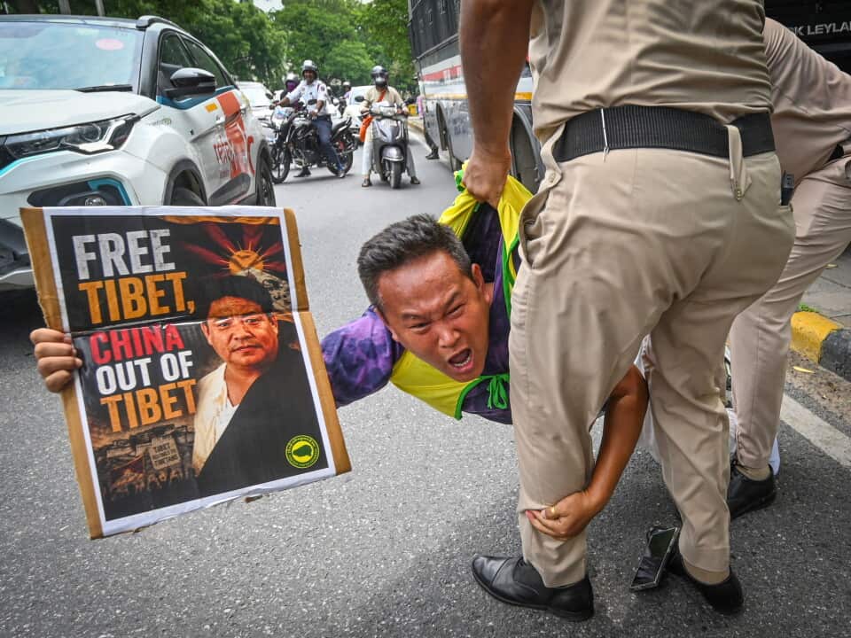 Tibetan Youth Congress Stage Protest Outside Chinese Embassy In Delhi