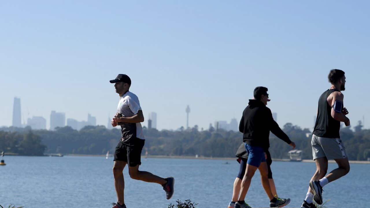People exercise at the Bay Run in Sydney on 14 August 2021.