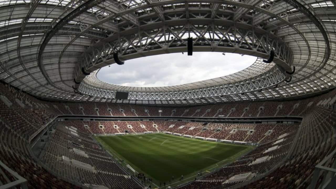 A view of the World Cup Luzhniki stadium in Moscow.