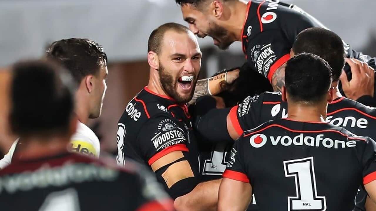 Simon Mannering celebrates.