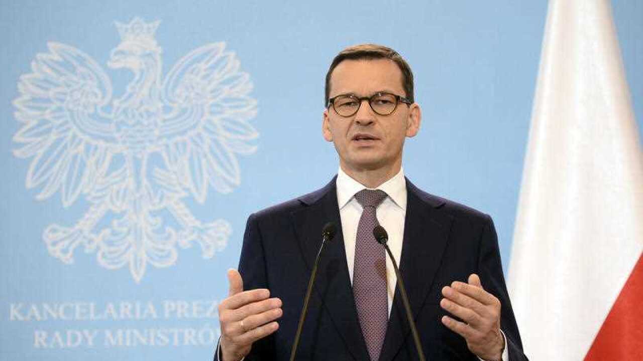Polish Prime Minister Mateusz Morawiecki presents the Joint Declaration of Prime Ministers of the State of Israel and the Republic of Poland