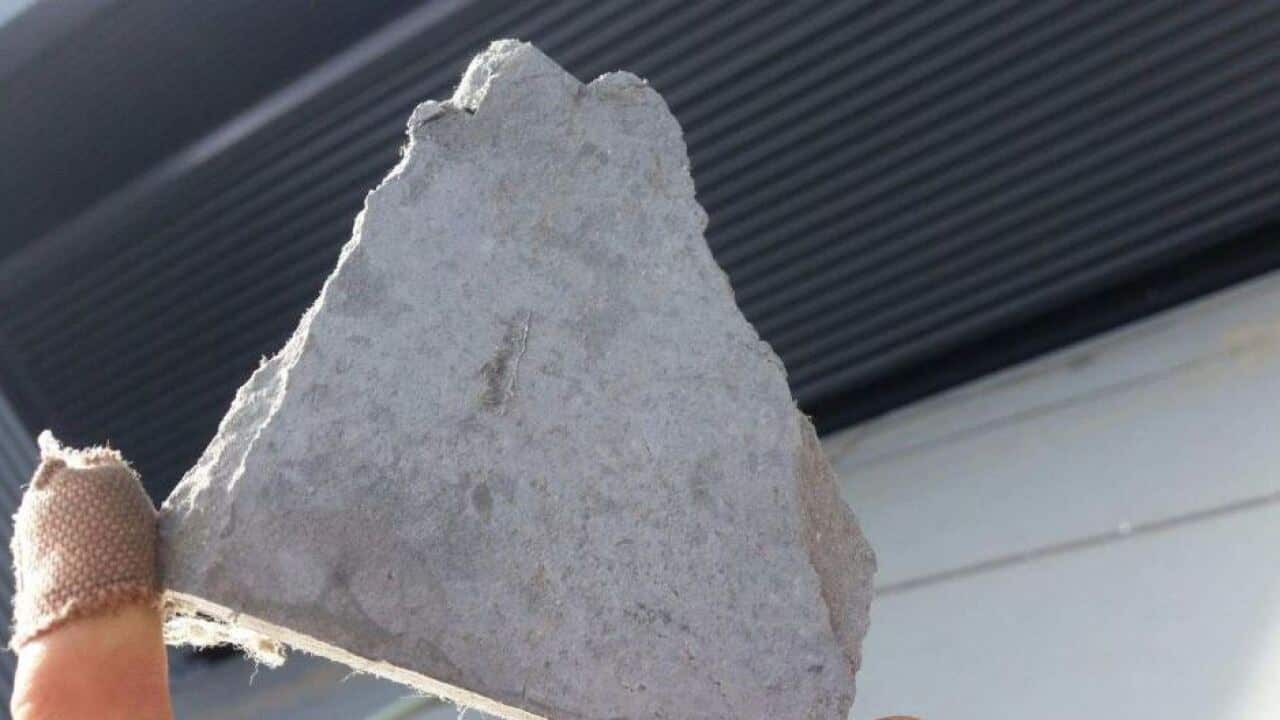 A piece of roof panel believed tainted with asbestos found at the Perth Children's hospital site.