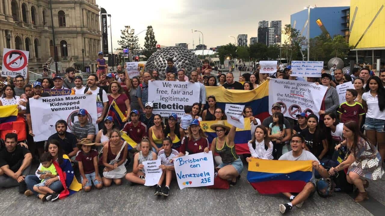 Manifestación de opositores venezolanos en Brisbane