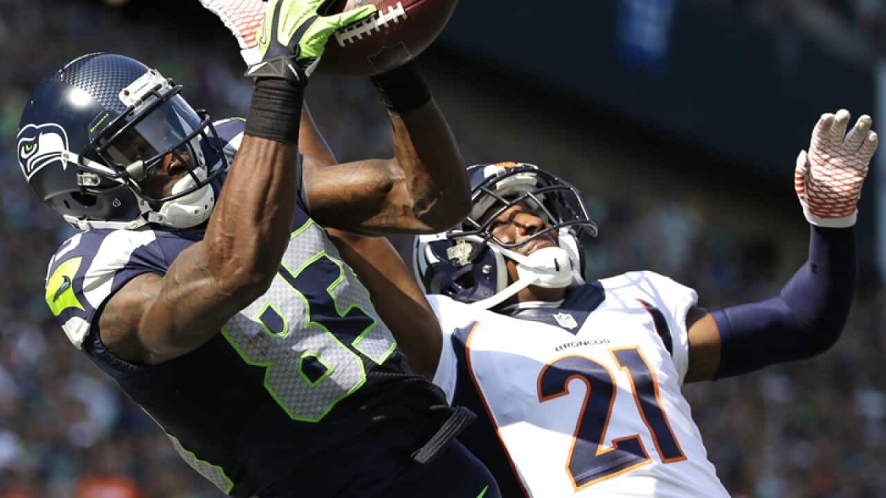 Seahawks' Ricardo Lockette (83) catches a touchdown pass