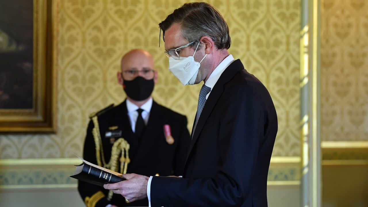 NSW Premier Dominic Perrottet is sworn in by New South Wales Governor Margaret Beazley