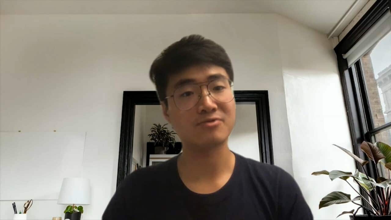 Activist Simon Cheng, speaking to SBS from London via video call