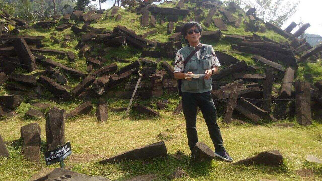 Hokky Situngkir, Surya University researcher visiting the pre-historic site of ‘Gunung Padang’ in Cianjur, West Java in early 2020.