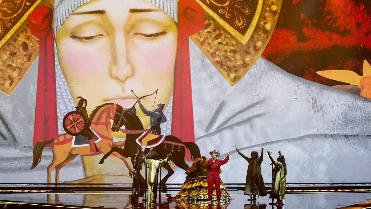 Manizha from Russia performs during the 65th annual Eurovision Song Contest in Rotterdam, 18 May 2021