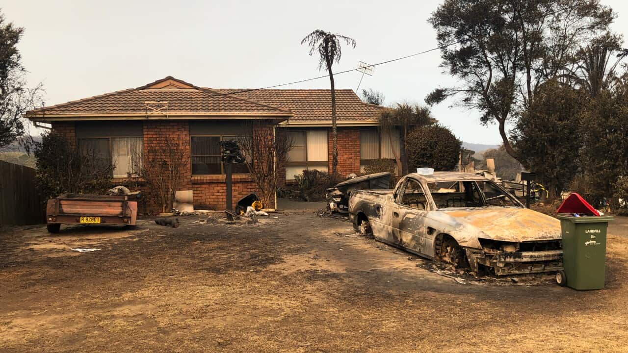 A property impacted by the Currowan Fire in Conjola Park, NSW.