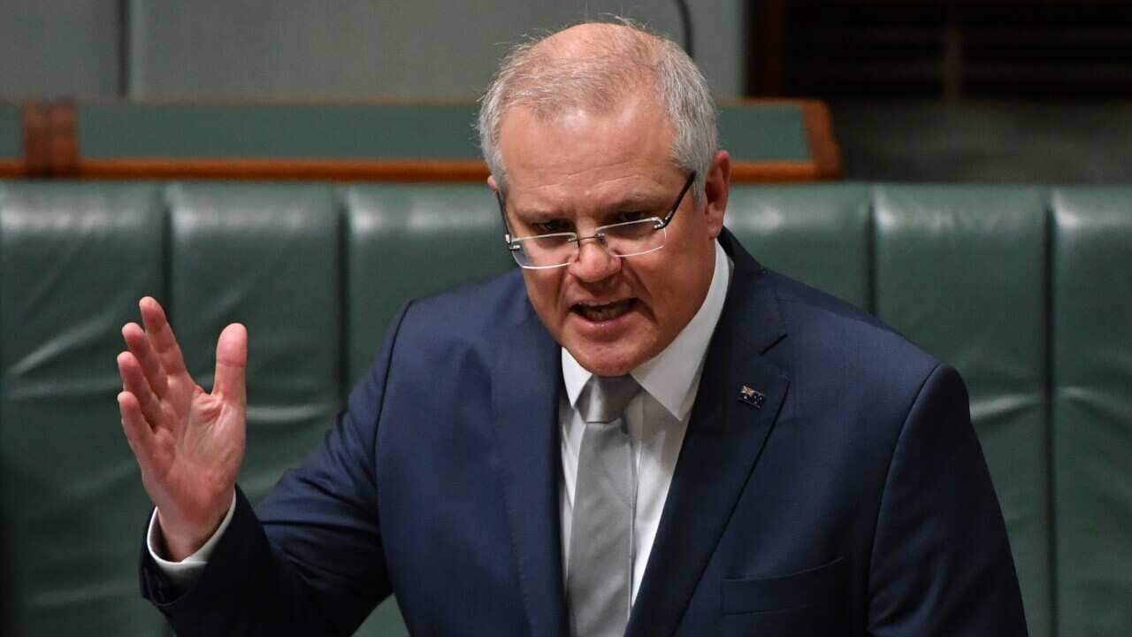 Prime Minister Scott Morrison at Parliament House in Canberra.