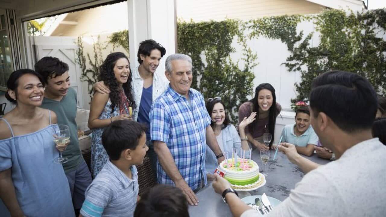 Multi-generation family celebrating