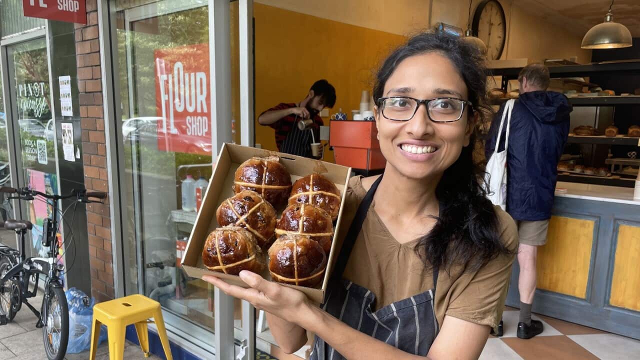 Anu Haran with some of her hot cross buns.