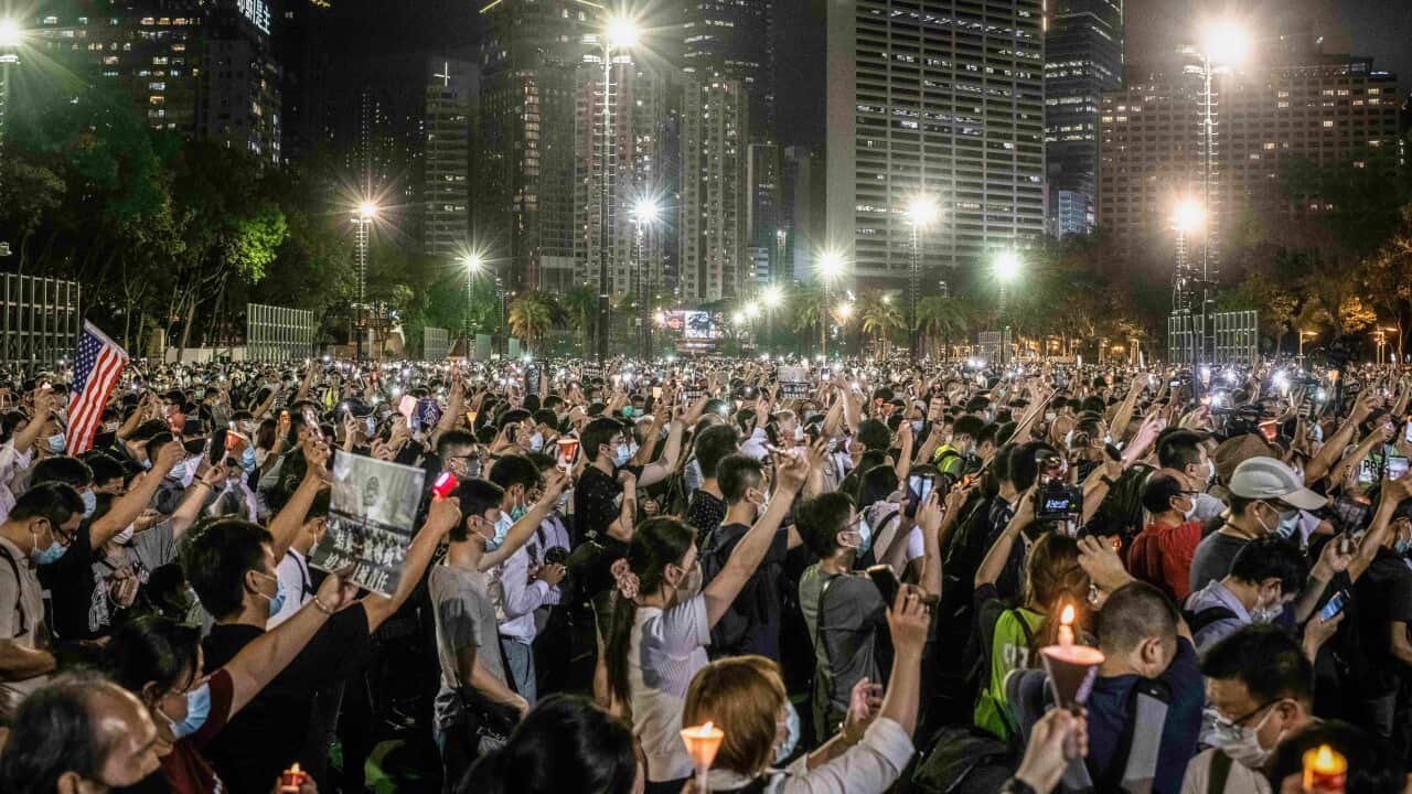 Tiananmen Square Massacre memorial vigil in Hong Kong.