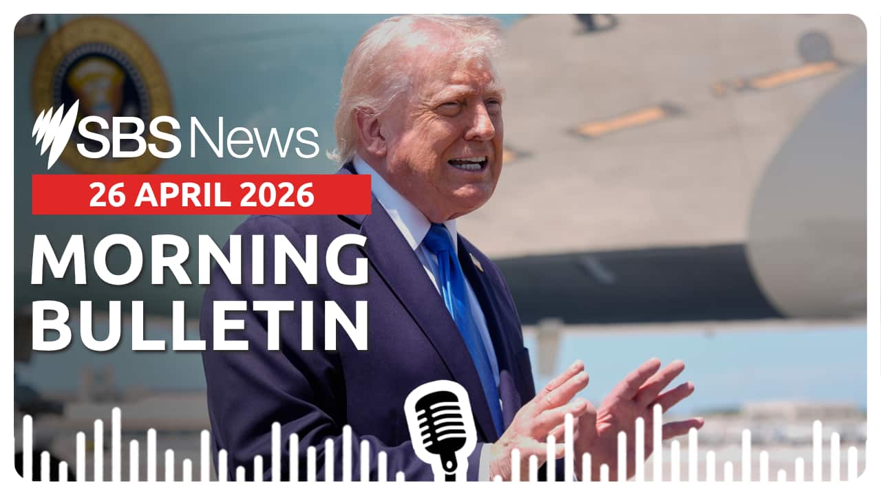 US President Donald Trump speaking to reporters before boarding Air Force One.