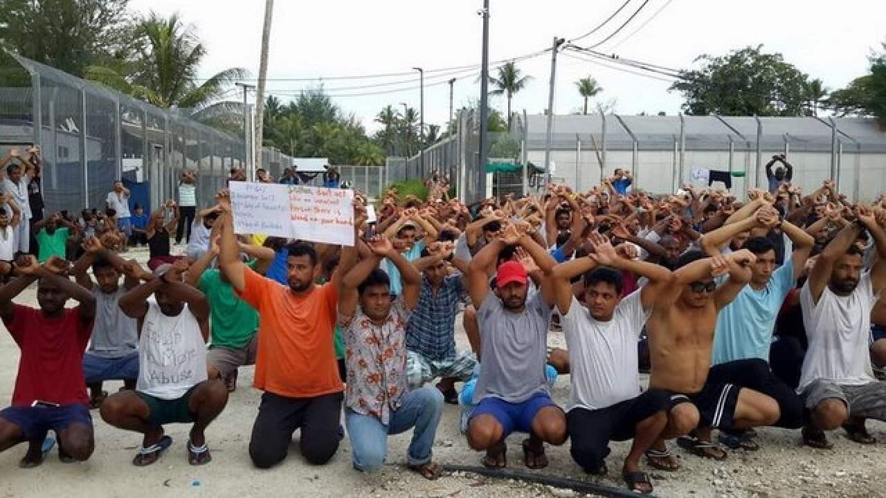 Protesters at Manus Island detention centre.