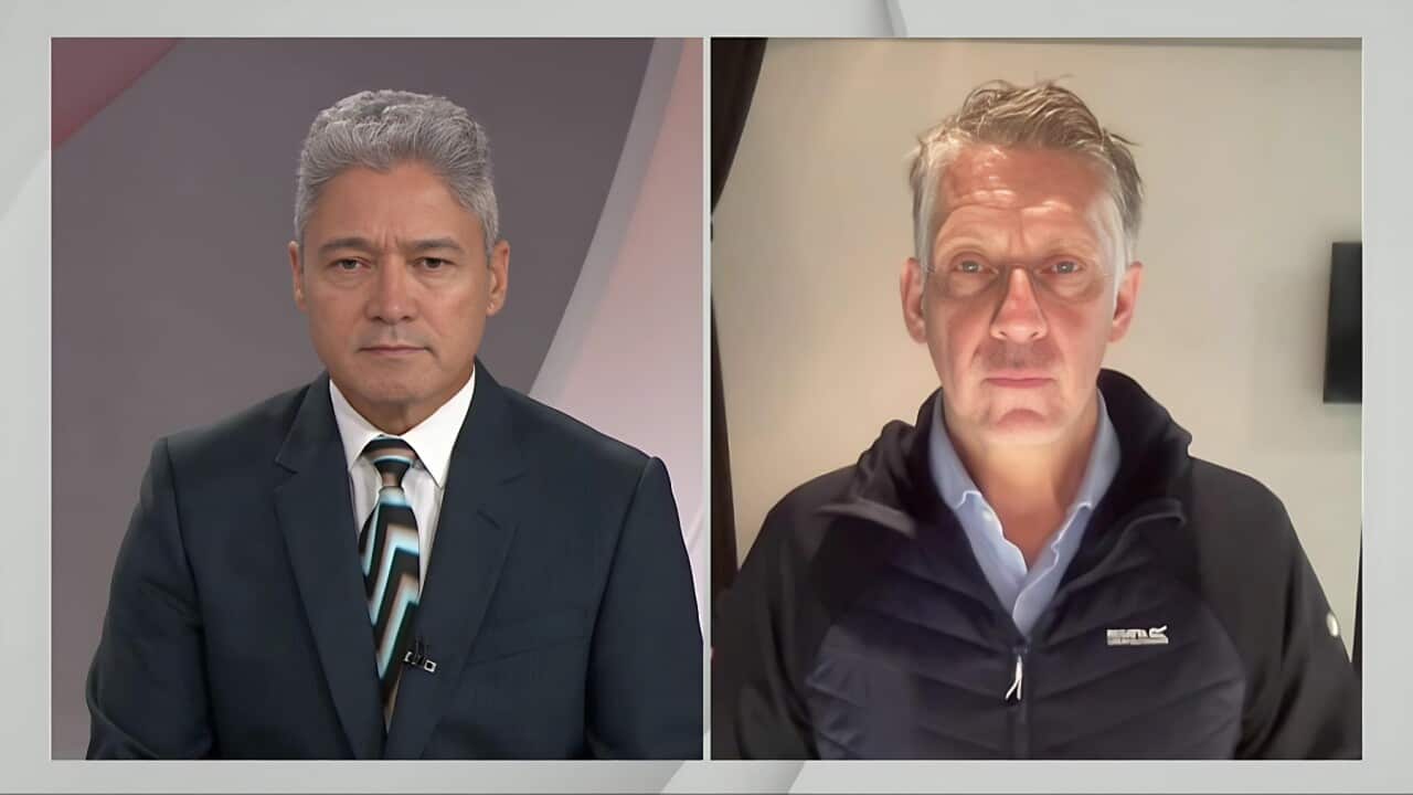 James Elder of UNICEF talking to SBS's Anton Enus (SBS).jpg