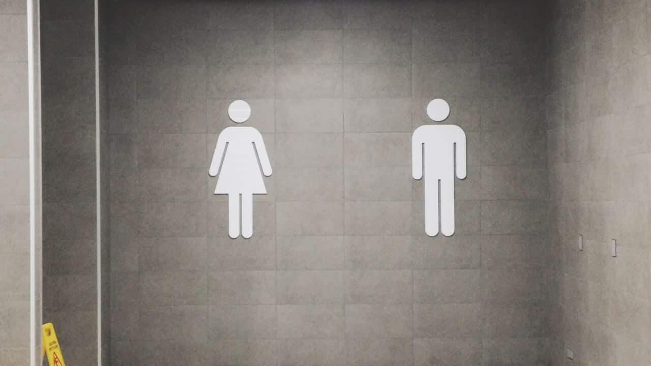 male and woman bathroom sign