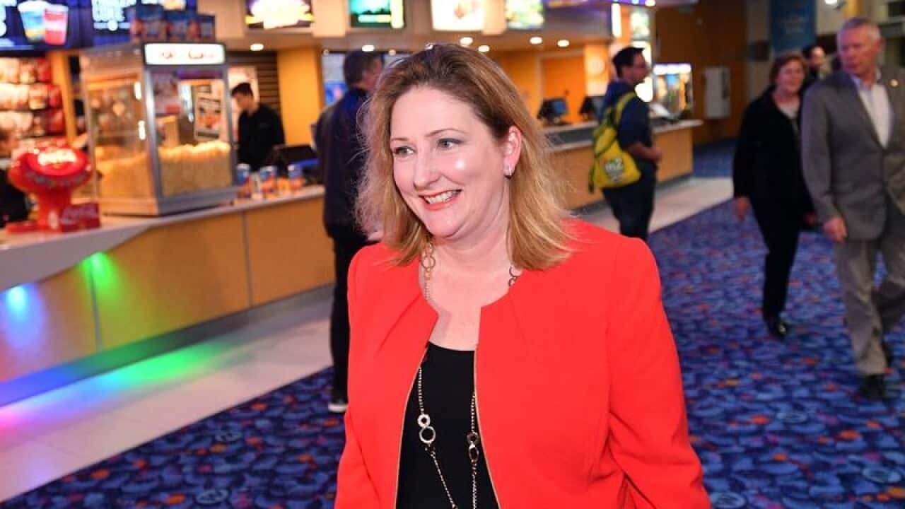 Rebekha Sharkie arrives at her party function at a cinema.