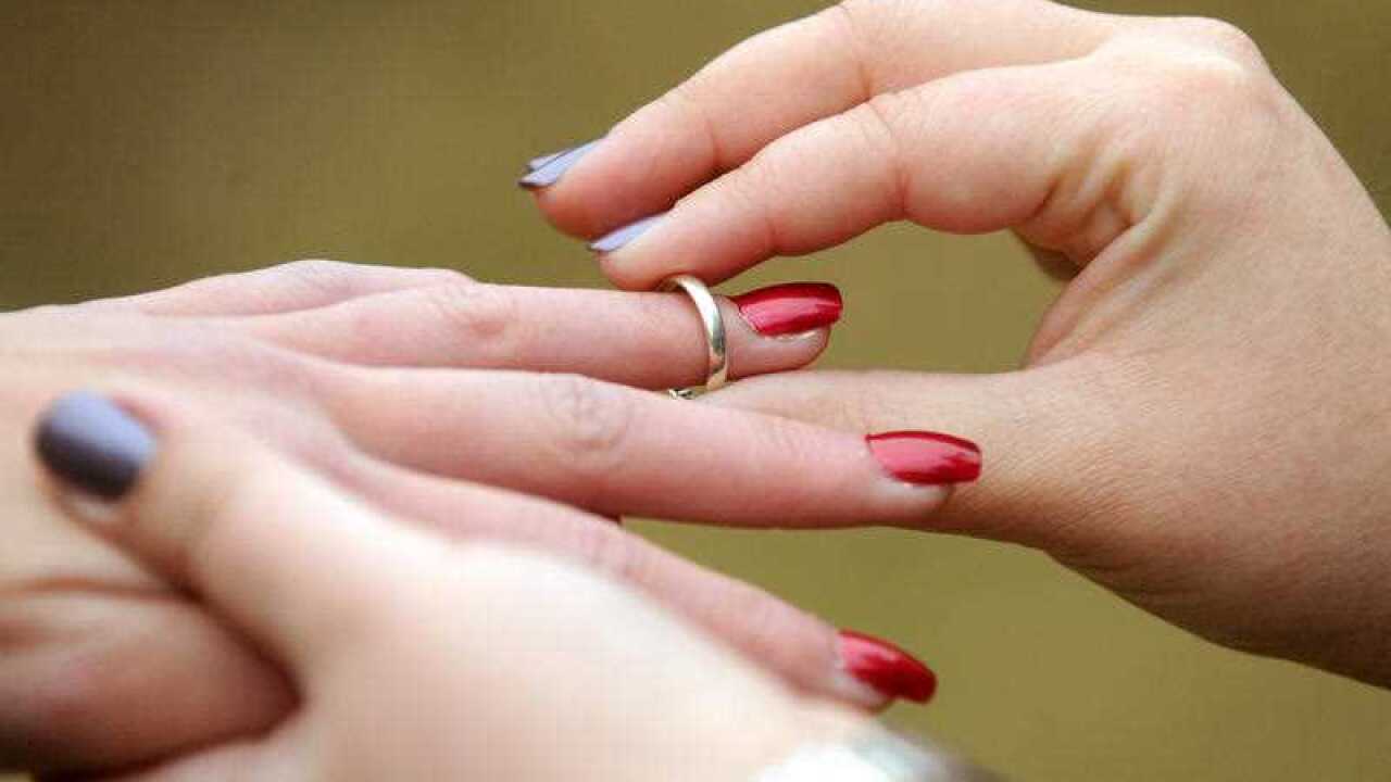 Wedding rings exchanged.