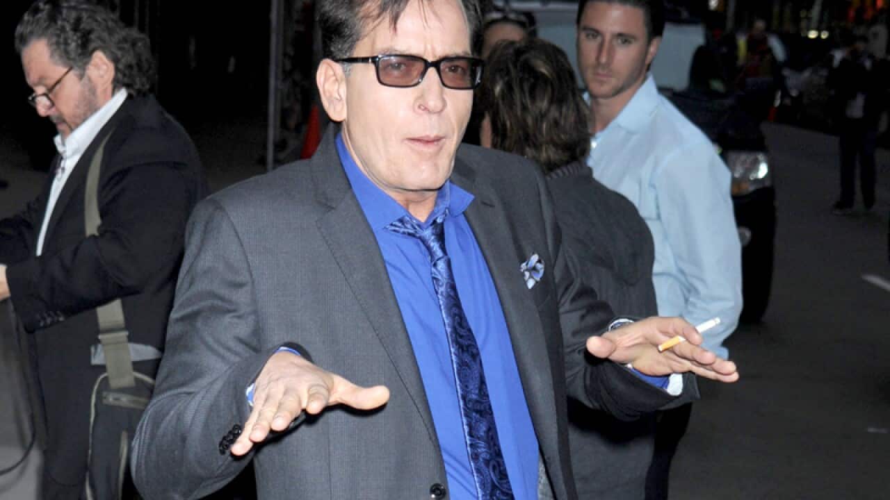 Charlie Sheen arrives at The Late Show with David Letterman in NY