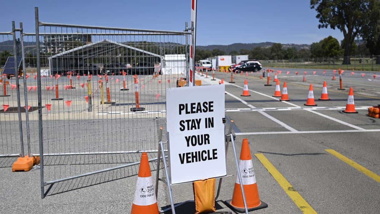 The COVID testing site at Victoria Park in Adelaide
