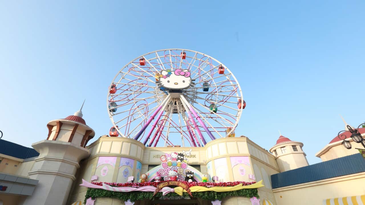 View of the Hello Kitty theme park in Anji county, Huzhou city, east China's Zhejiang province, 1 July 2015. (Ni yanqiang/AAP)