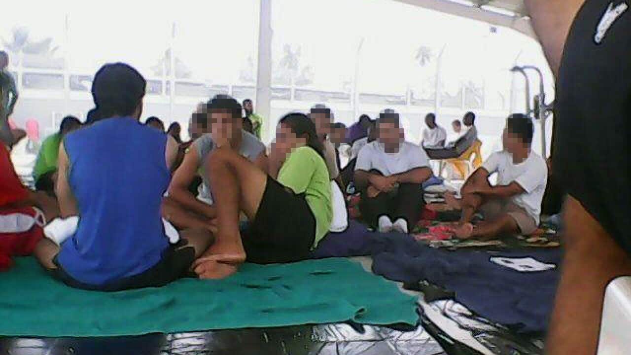 A supplied image obtained Wednesday, January 14, 2015 of asylum seekers at Manus Island Detention Centre in Papua New Guinea. (AAP Image/Refugee Action Coalition, Ian Rintoul)