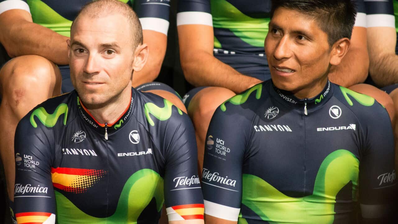 Alejandro Valverde and Nairo Quintana at the Movistar Team launch