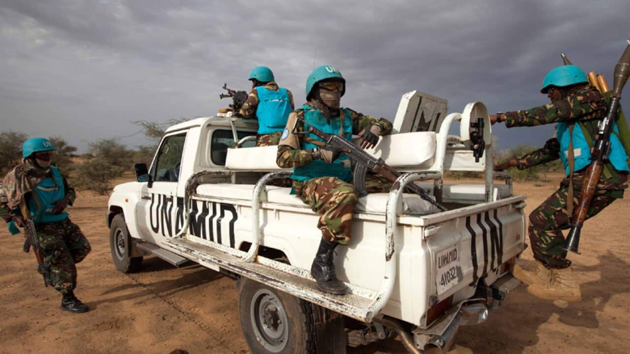 UNAMID troops from Tanzania during a patrol in Darfur