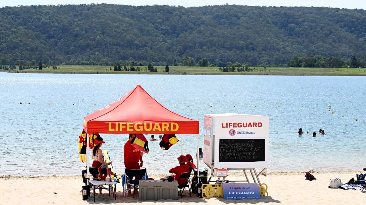 Lifeguard tent is seen at Penrith Beach, in Penrith west of Sydney, Tuesday, December 17, 2024.