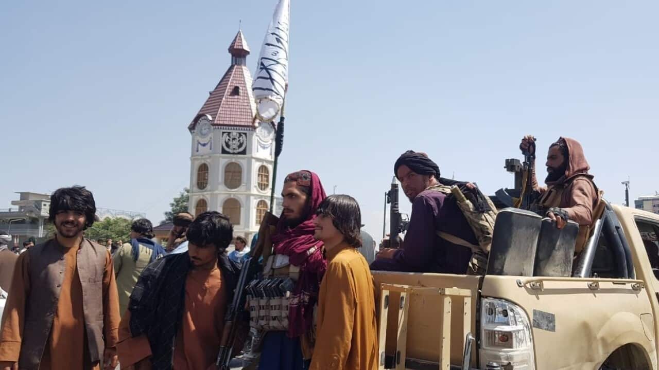 Taliban members patrol the streets of Afghan capital Kabul